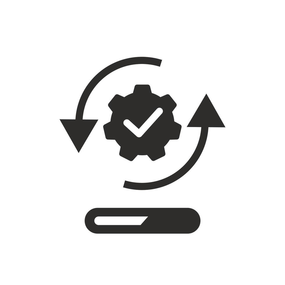 automatic update icon, software data synchronize, process bar, flat symbol on white background - illustration vector