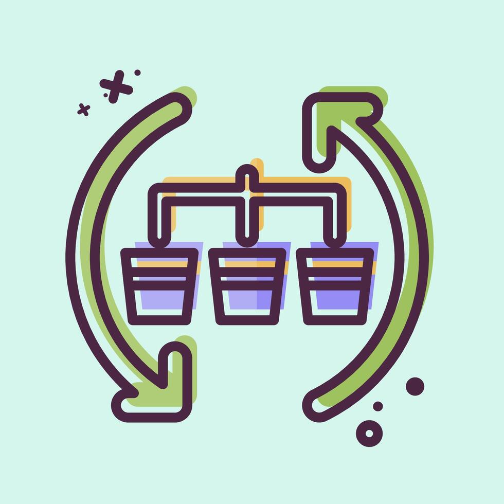 Icon Waste Sorting. related to Recycling symbol. MBE style. design editable vector