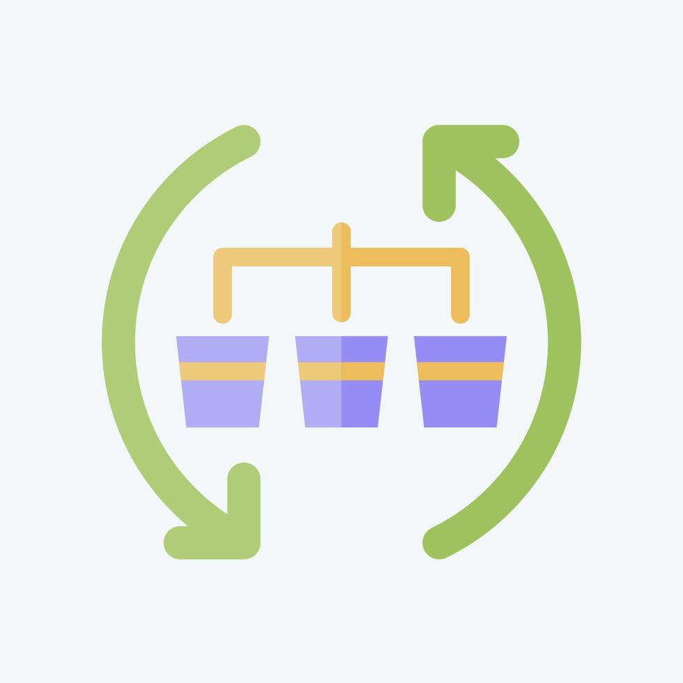 Icon Waste Sorting. related to Recycling symbol. flat style. design editable vector