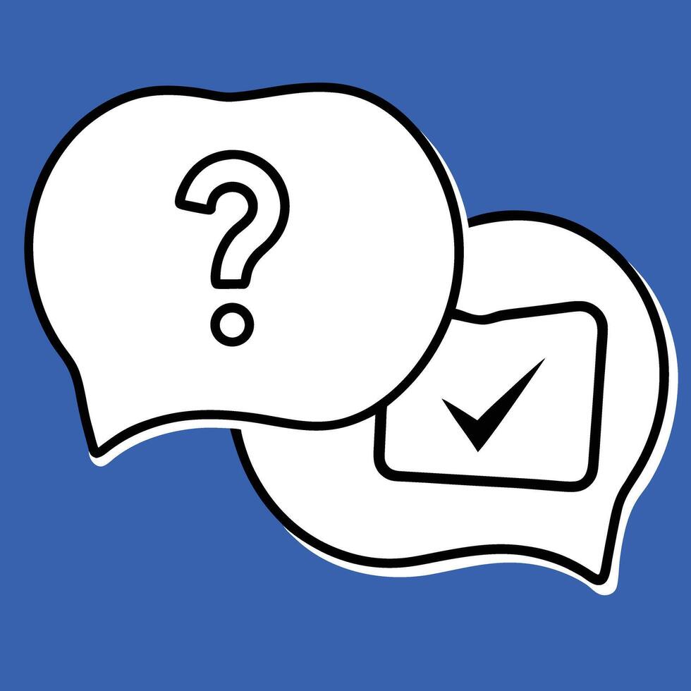 Question and answer speech bubbles with check mark for online communication and feedback vector