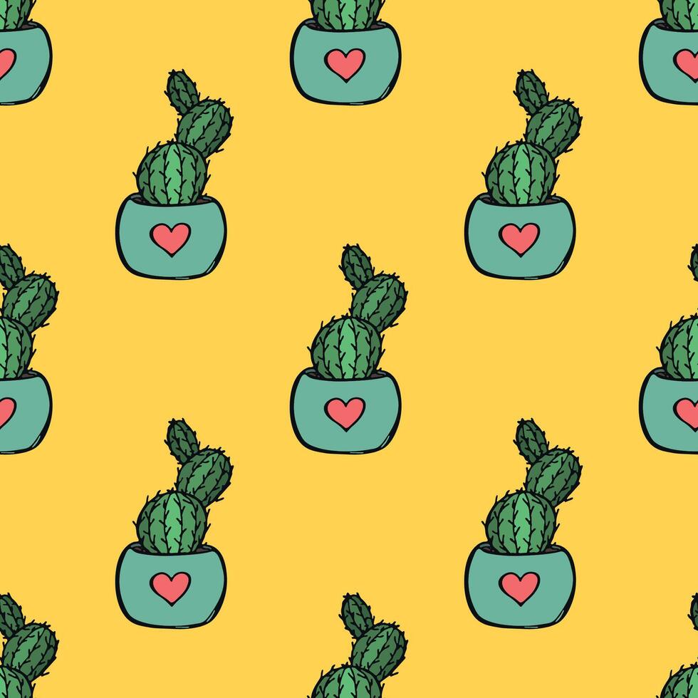 Seamless pattern with cactus doodle for decorative print, wrapping paper, greeting cards and fabric wrapping paper vector