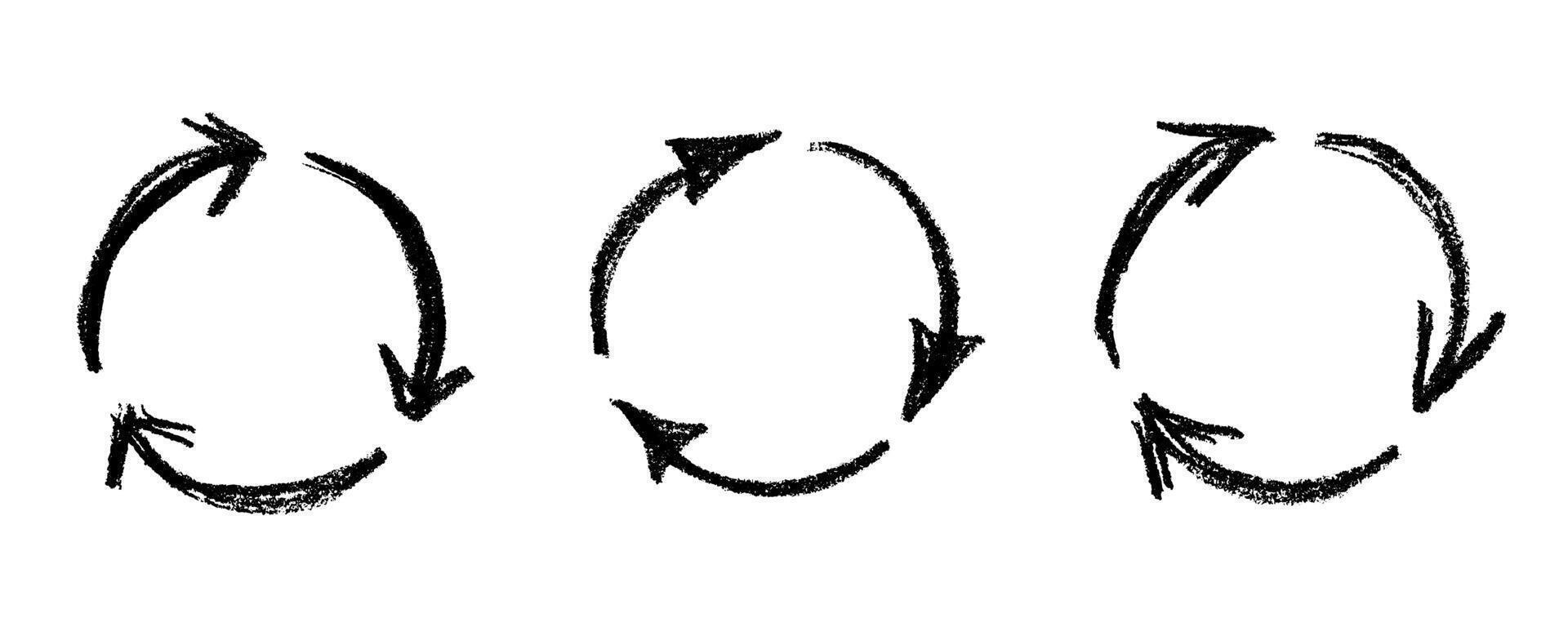 waste concept Set of hand drawn recycle arrow icon Recycling resources symbol Reuse of materials, zero waste, green environment, saving the planet vector