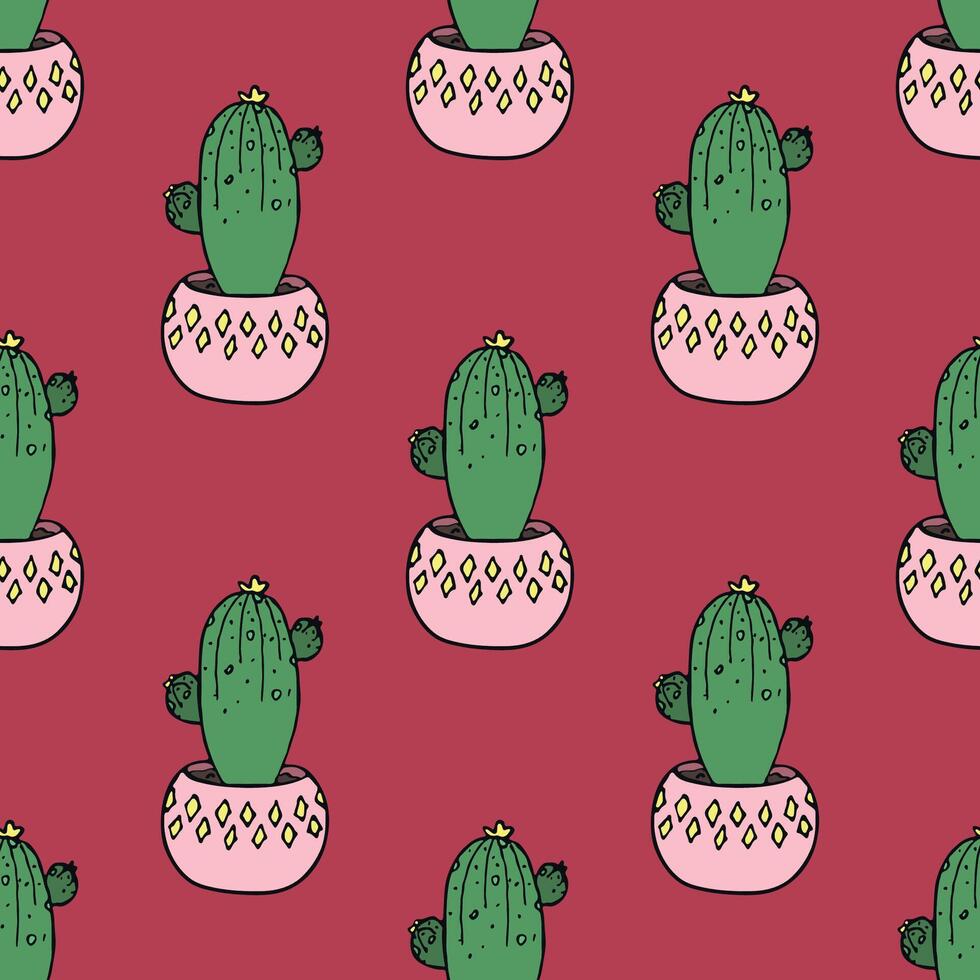wrapping paper Seamless pattern with cactus doodle for decorative print, wrapping paper, greeting cards and fabric vector
