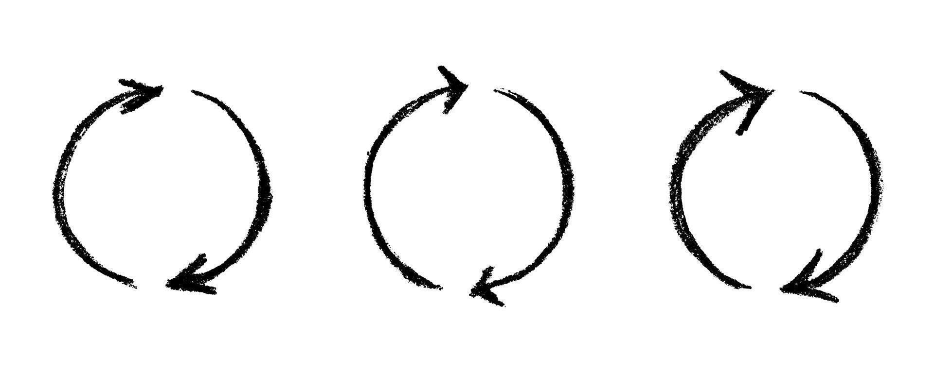 Set of hand drawn recycle arrow icon Recycling resources symbol Reuse of materials, zero waste, green environment, saving the planet waste pollution vector