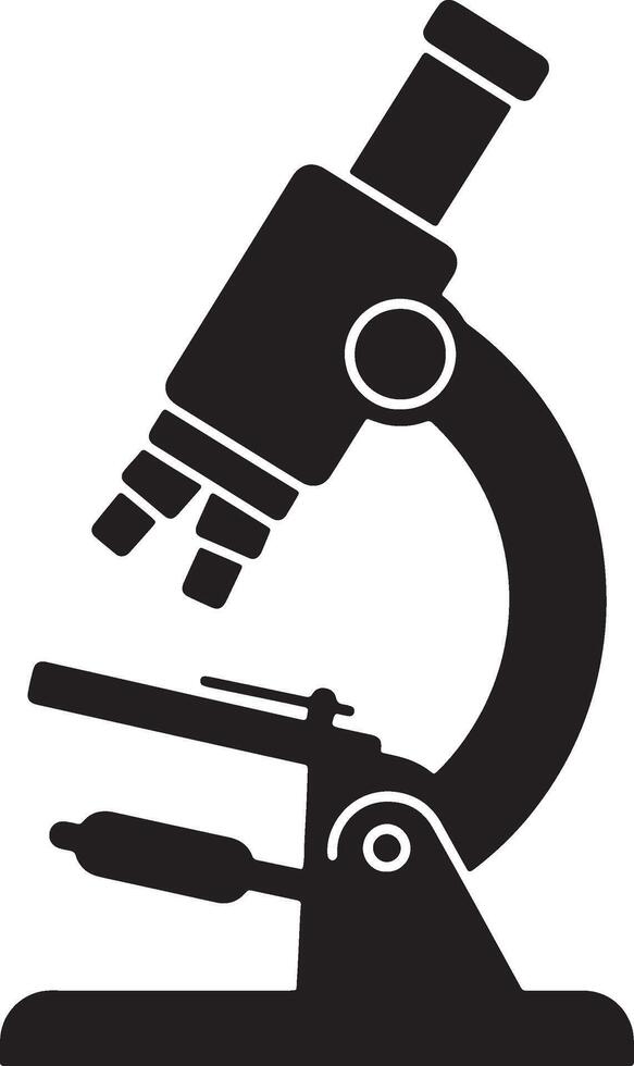 A Sleek Black Silhouette of a Compound Microscope, a Powerful Tool for Scientific Discovery and Exploration in a Laboratory Setting vector
