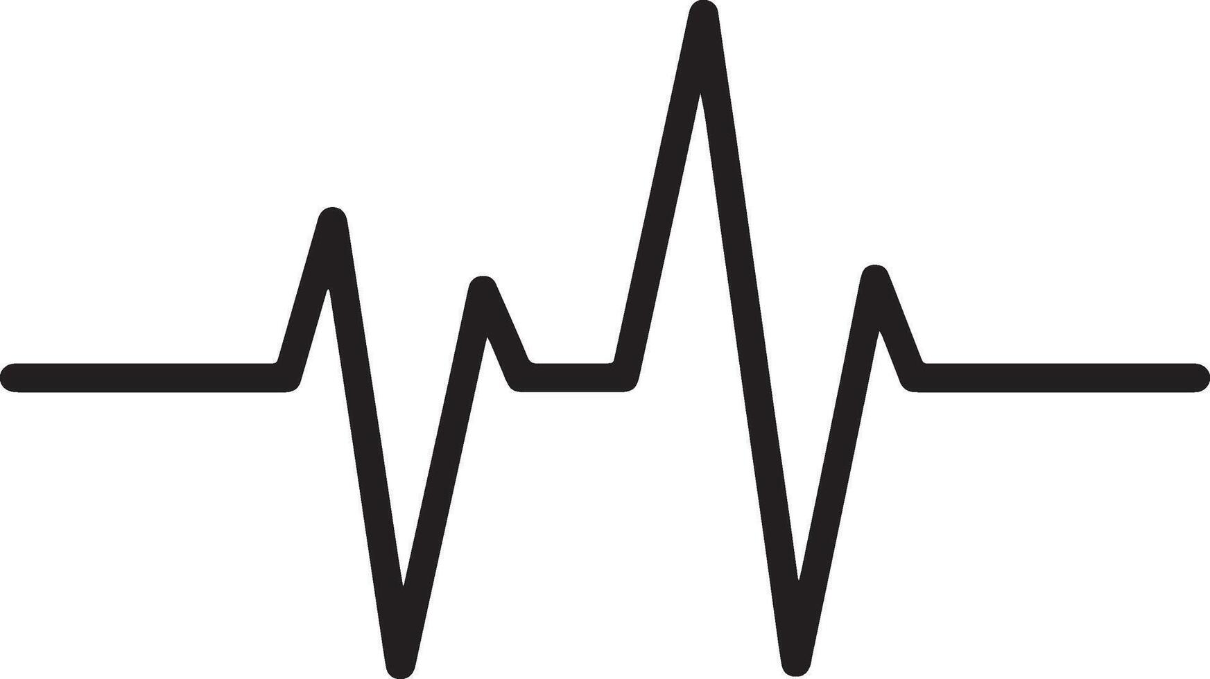 Intense Heartbeat Line Graph A Dramatic EKG Waveform Illustration Showing Strong, Irregular Pulse in White Background vector
