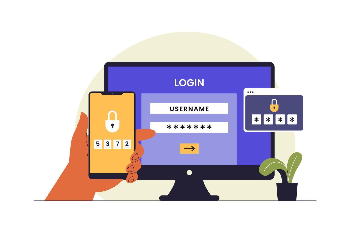 Multi-Device Two-Factor Authentication Process Illustration vector