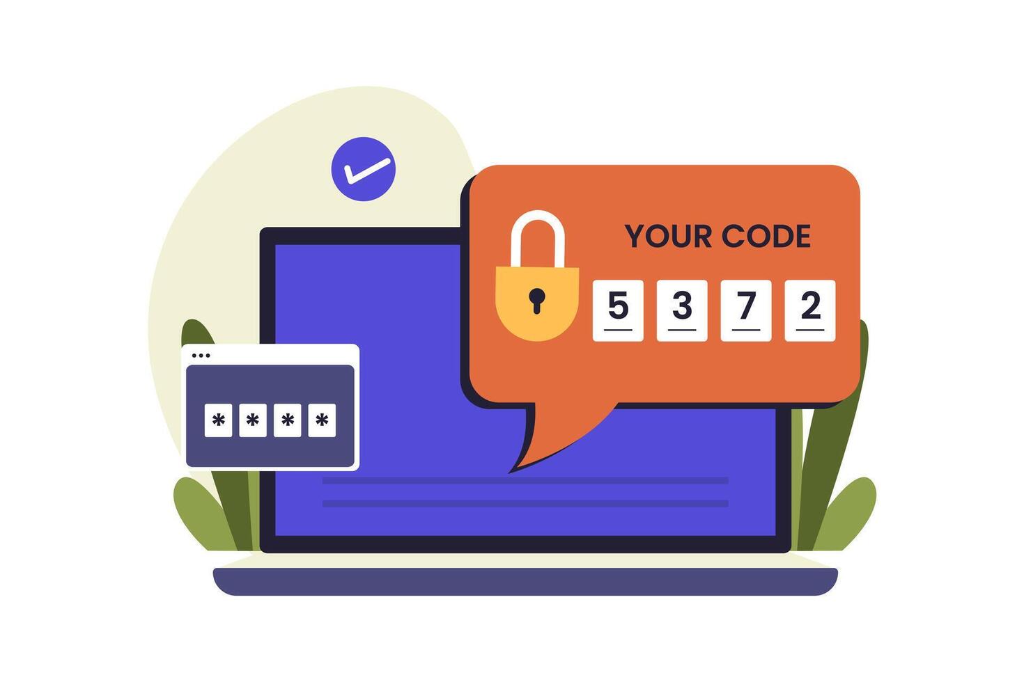 Two-Factor Authentication Code on Laptop Illustration vector
