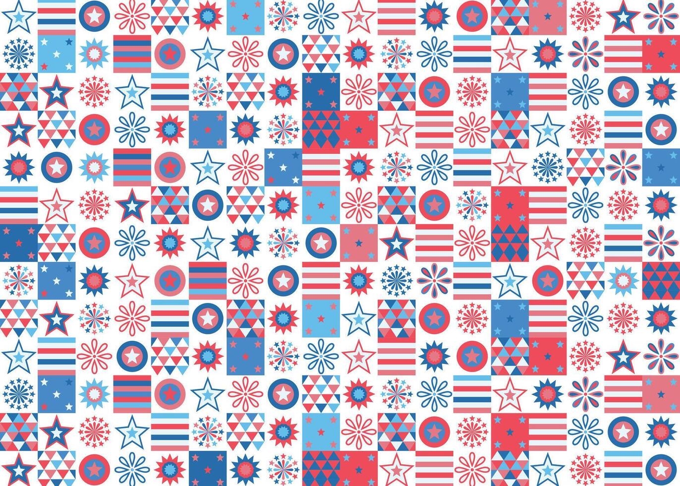 Retro pop geometric background, red and blue block design vector
