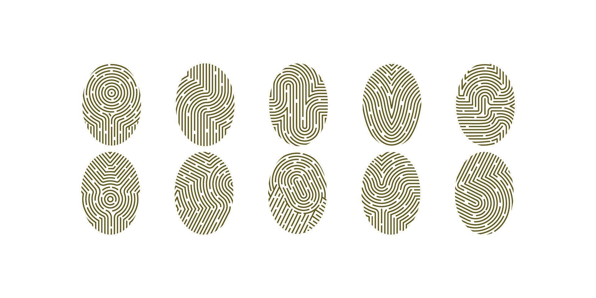 set of finger print fingerprint lock secure security logo icon on white background vector