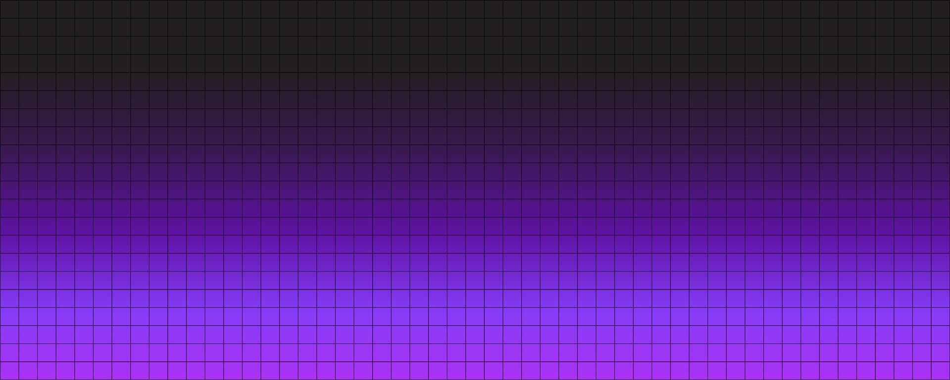 Violet to black gradient background with subtle square grid. Futuristic digital design, minimal tech pattern, perfect for modern UI or abstract wallpapers vector