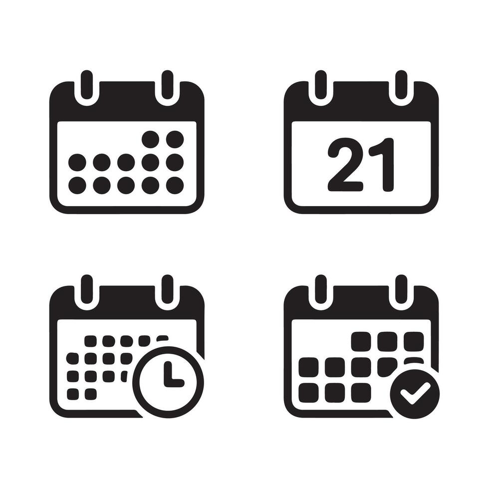 Modern calendar day icon with multiple options, calendar icon, Modern minimalist calendar icon for digital and print use vector