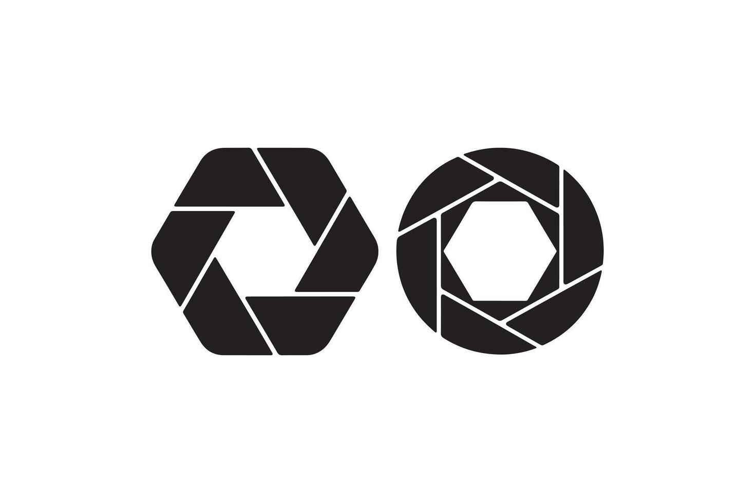 Camera Shutter Aperture Silhouette Set Hexagonal and Circular Aperture Icons vector
