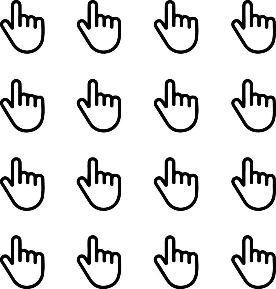 Pattern of hand cursor icons isolated on white background for web design vector
