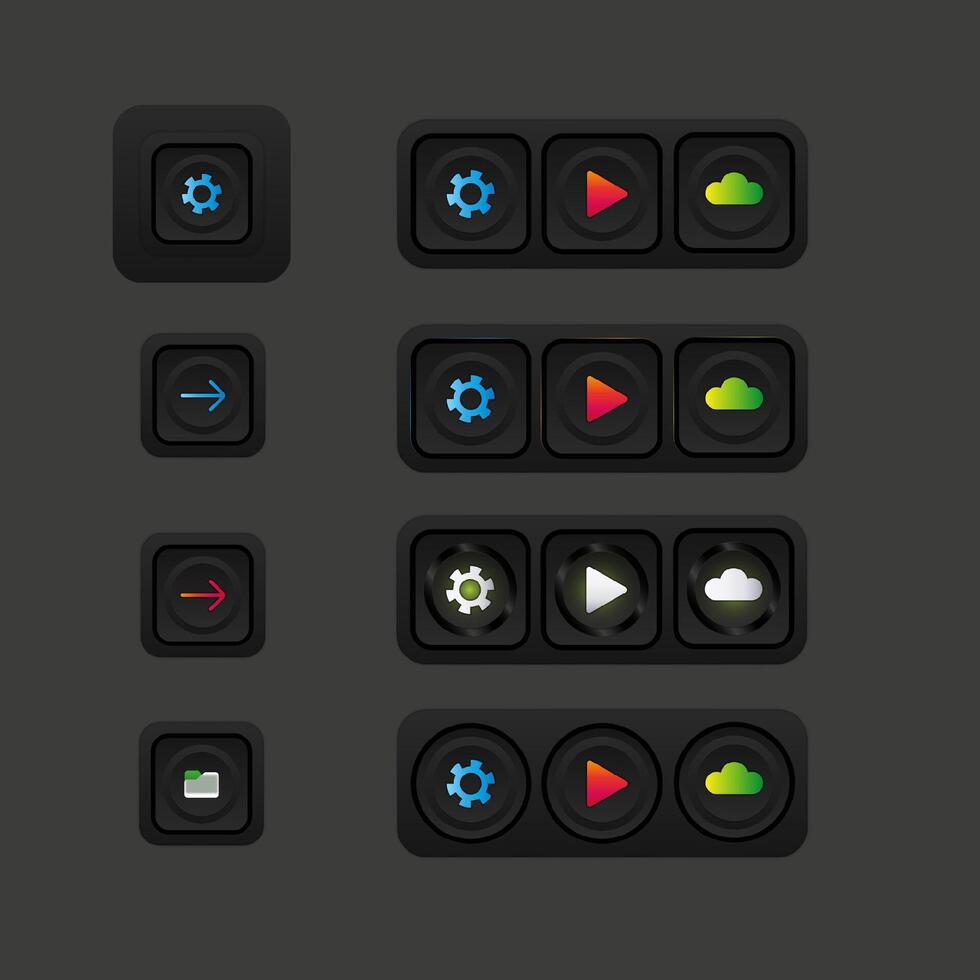 Multimedia control buttons in black design vector