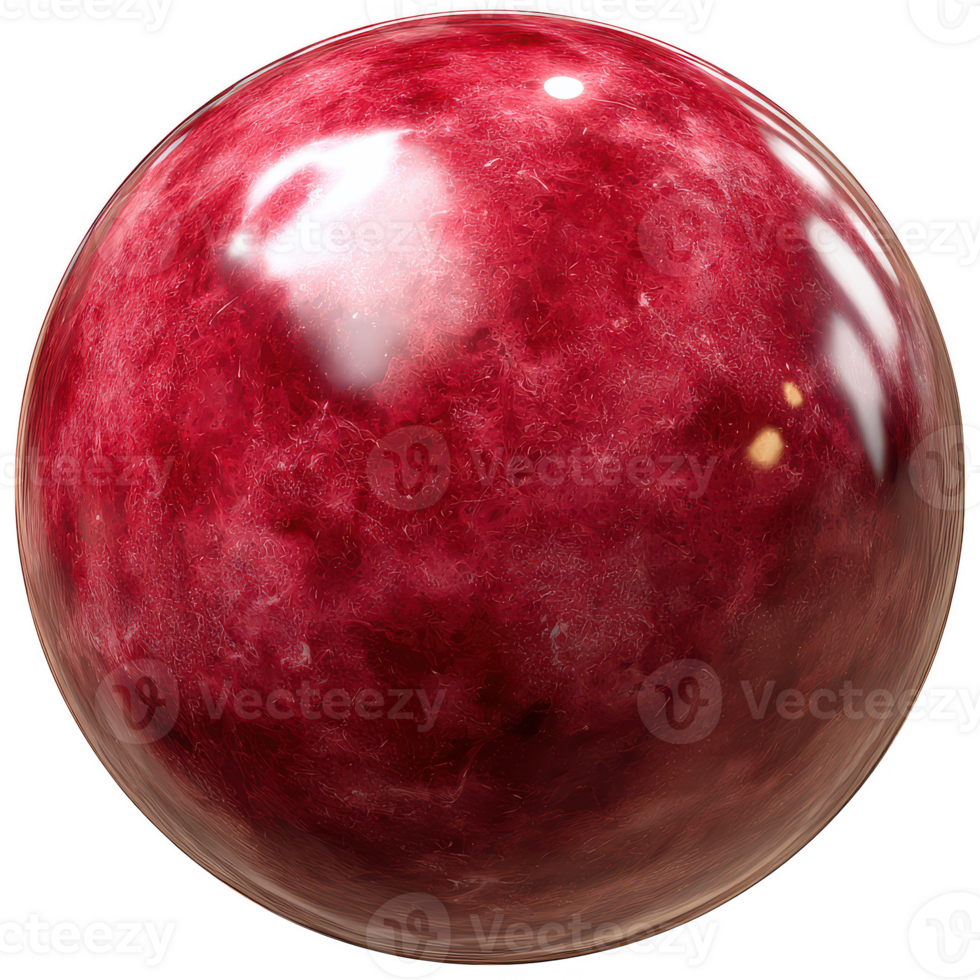 Glossy red marble sphere with intricate texture and reflective surface, showcasing rich deep color and smooth polished finish that creates vibrant and elegant appearance png