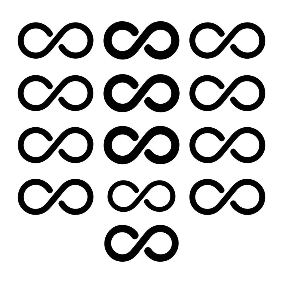 Black infinity symbols on white background endless loop mathematics vector