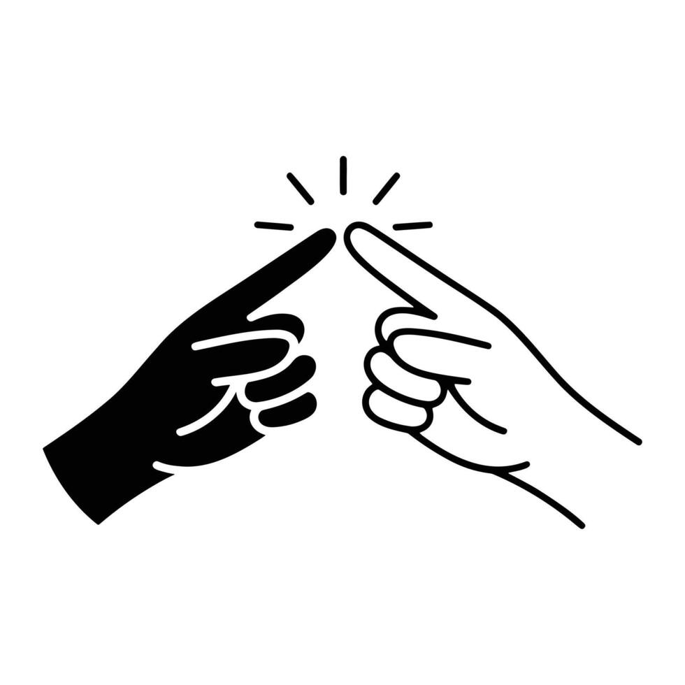 Two fingers touching with radiating lines connection interaction vector