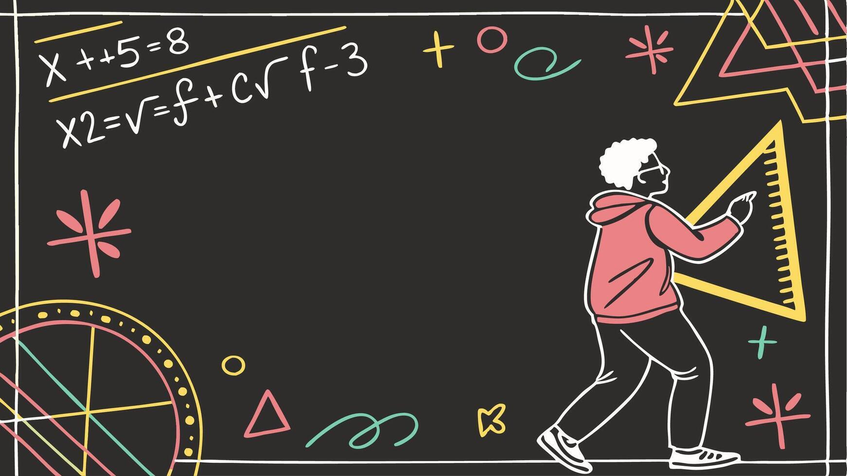 Illustration of a Student Studying Mathematics on a Chalkboard Background vector