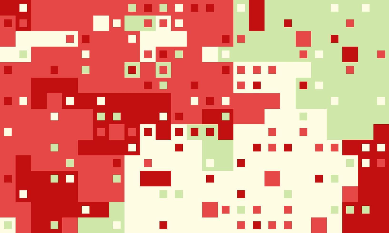 Abstract pixel art background. Red, green, and cream squares create a dynamic, energetic composition. Perfect for website banners, digital presentations, or modern design projects. vector