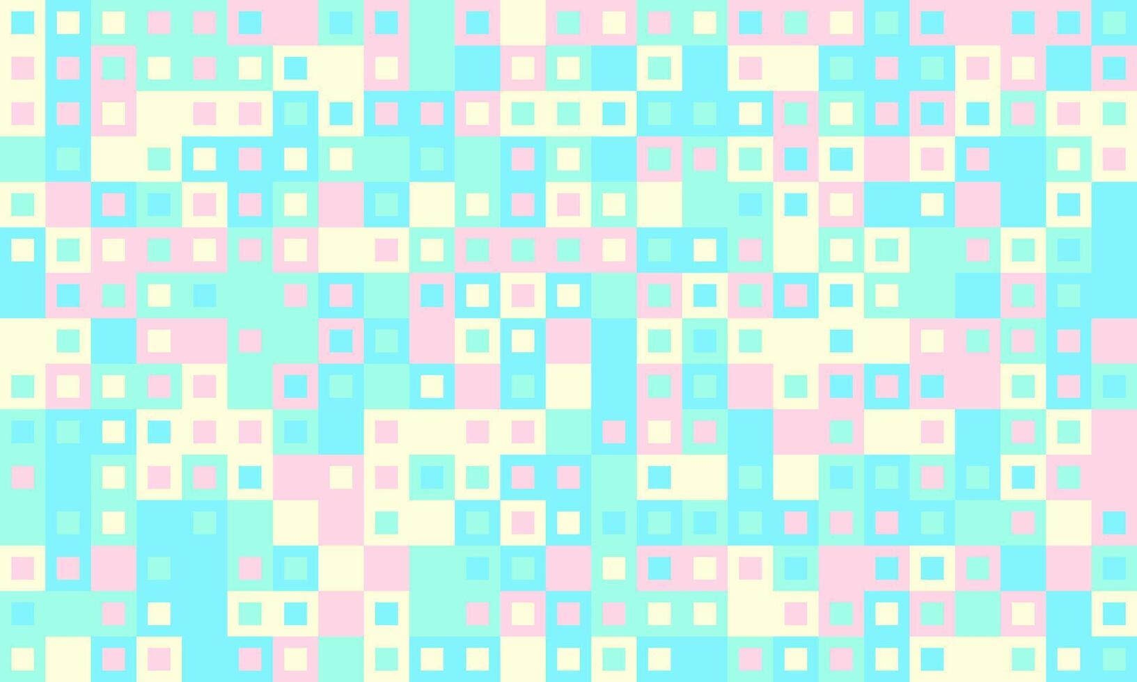 Abstract pastel square mosaic pattern. Perfect for website backgrounds, textiles, or playful branding. The soft color palette evokes feelings of calm and serenity. vector