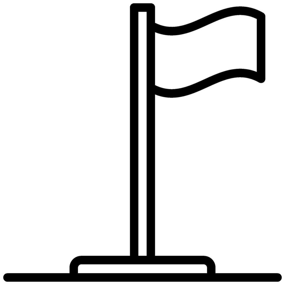 A simple icon design featuring a flag pole with a waving banner and minimal details, ideal for various projects. vector