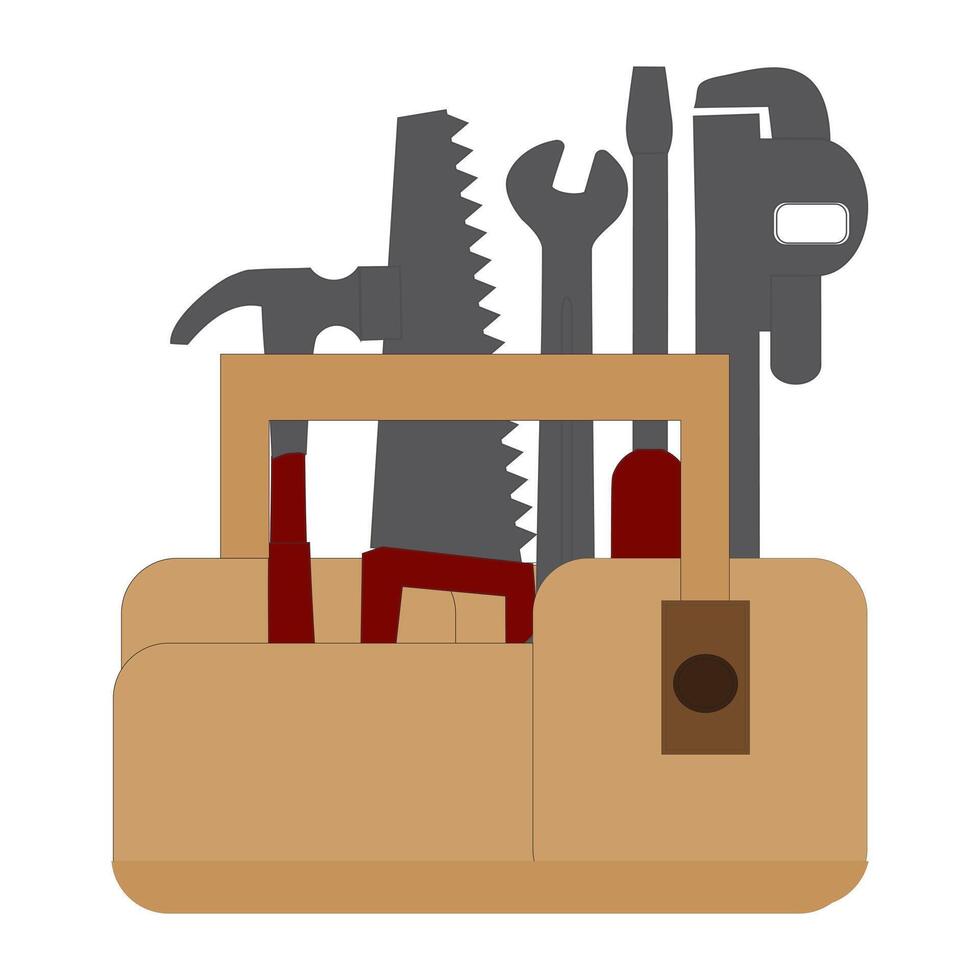 Yellow toolbox with spanner and hammer vector