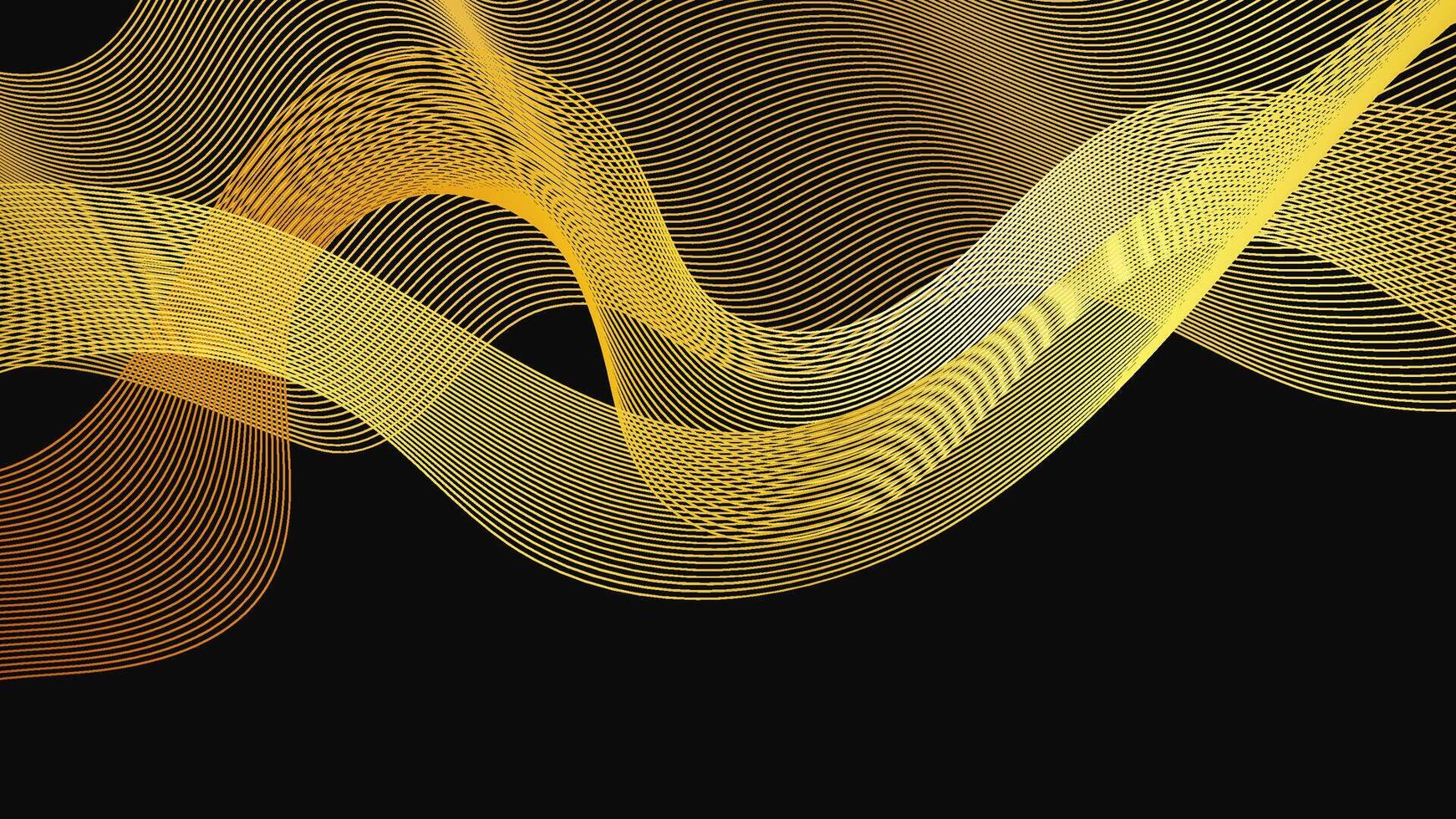 Abstract modern backdrop with luxury golden waves on dark background. Modern technology , wave design. vector