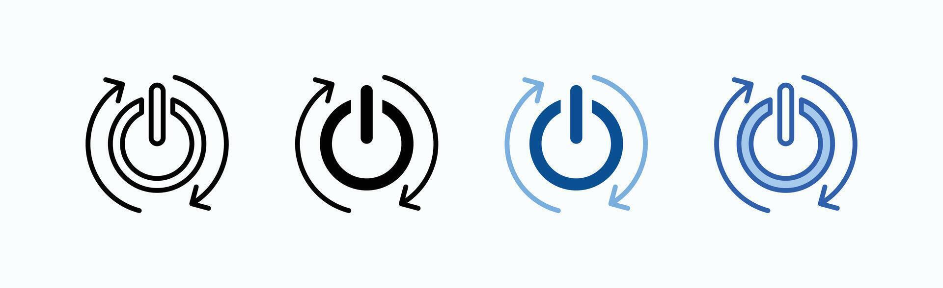 Power icon sheet multiple style collection isolated vector