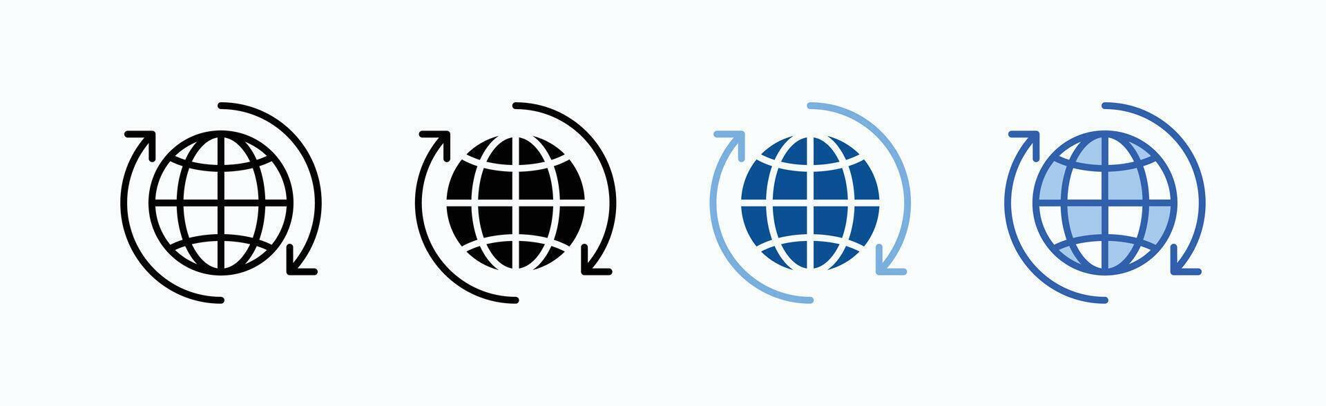 Globe icon sheet multiple style collection isolated vector