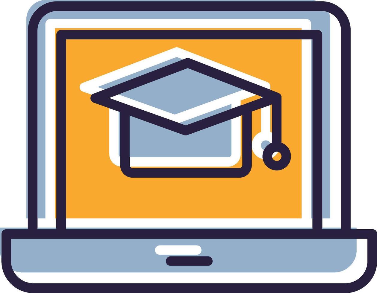 Online Education Glyph Two color E learning Remote Learning Virtual Class Online Course vector