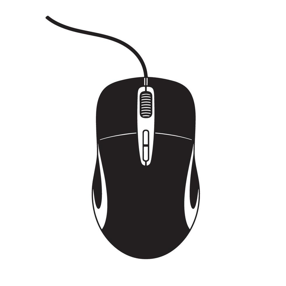 illustration of a classic computer mouse in black silhouette suitable for various design projects and themes vector