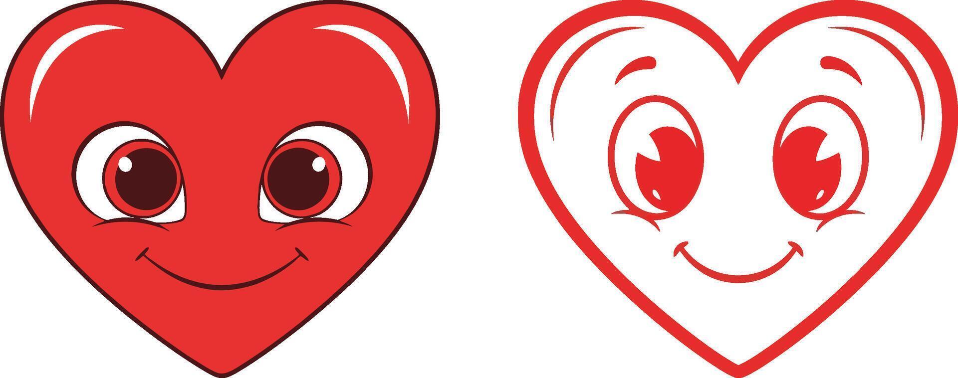 Two hearts with different expressions vector