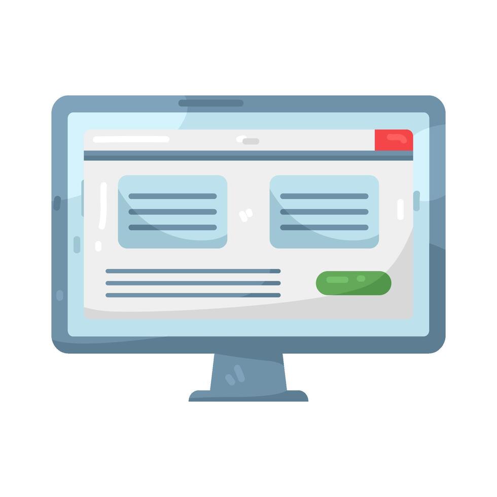 Computer Monitor Displaying Website Interface Illustration vector