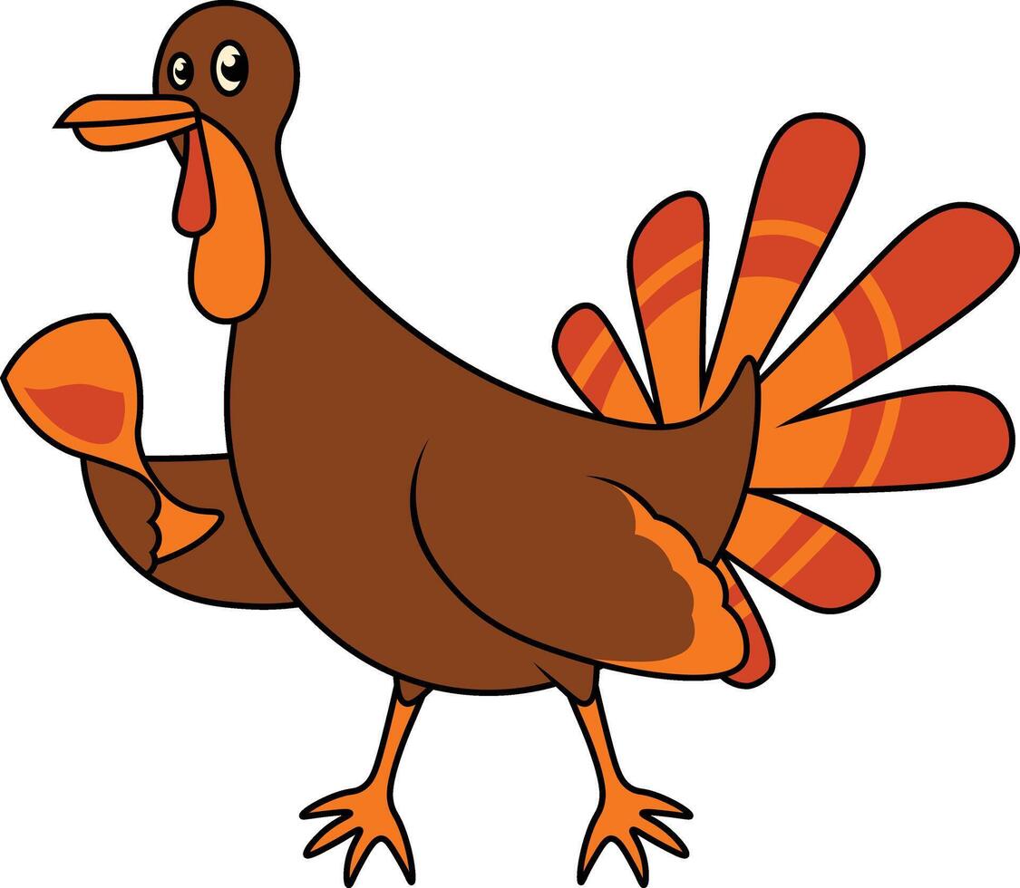 cute thanksgiving turkey illustration in flat design 69460602