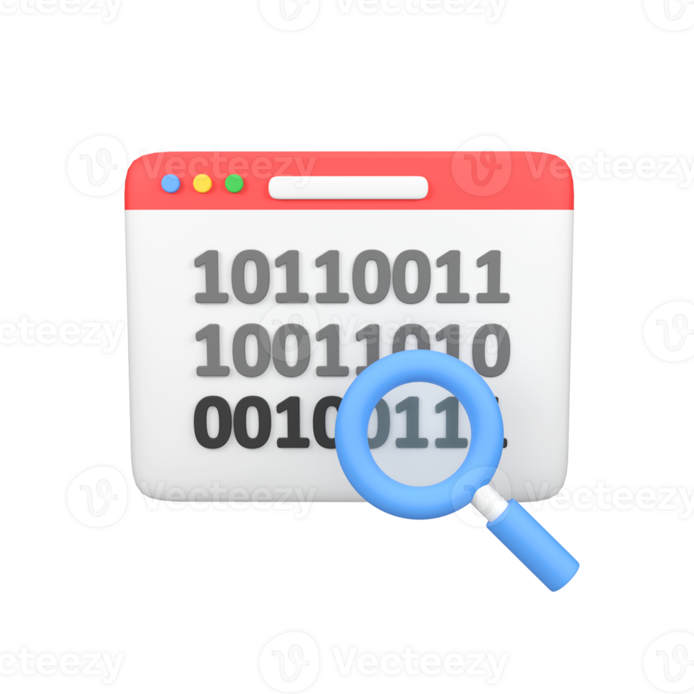 Web with binary code isolated 3d render icon illustration png