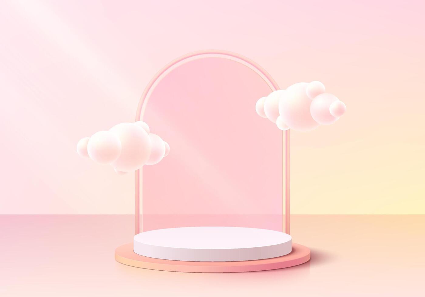 Pastel clouds with a circular stage vector