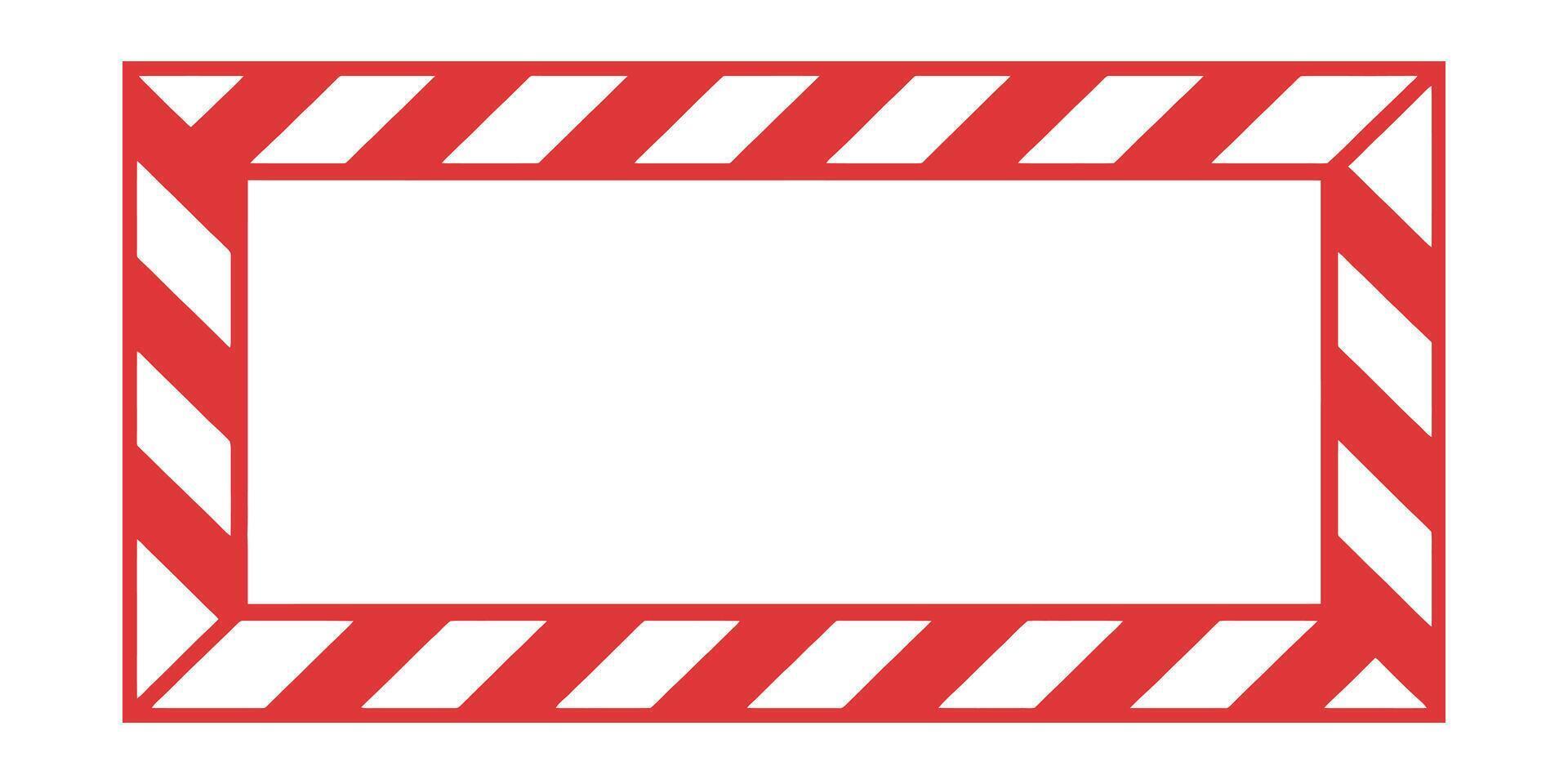 Rectangular frame. White stripes on bright red border for attention effect vector