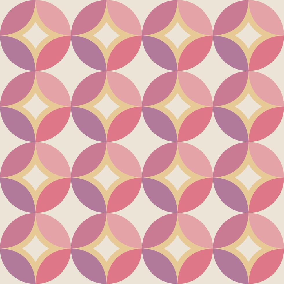 Seamless geometric 3D pattern with stars, circles, and tiles in retro style. Modern abstract background for textiles, wallpaper, prints, and decoration, simple and elegant, not ai. vector