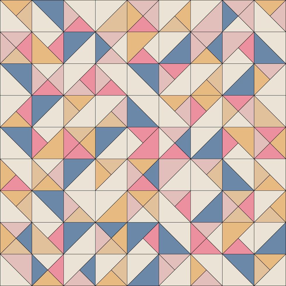 Seamless retro geometric pattern in vintage style squares, and triangles. Colourful abstract design for fabric, wallpaper, posters, and decoration, not ai. vector