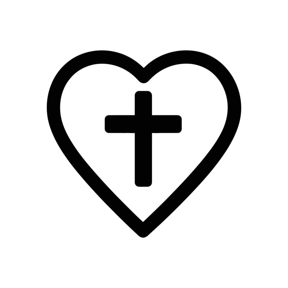 Heart with cross icon illustration on white background for stock use vector