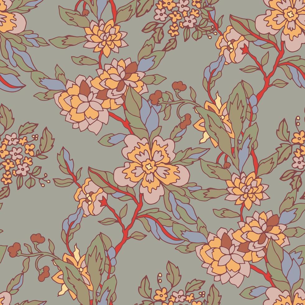 Floral pattern design in pastel colors vector