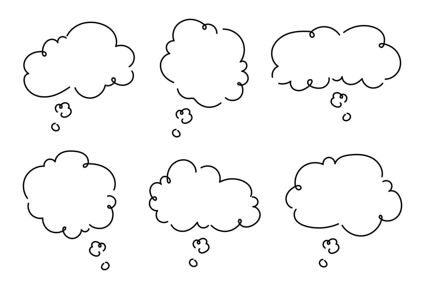 Blank speech or thought bubbles for design, conversation, and creative concepts. Set of speech or thought bubbles with different shapes, text chat cloud for comments, posts, comics. Dialogue box icon vector
