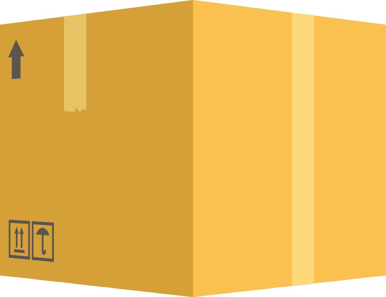 Yellow package box with shipping labels vector