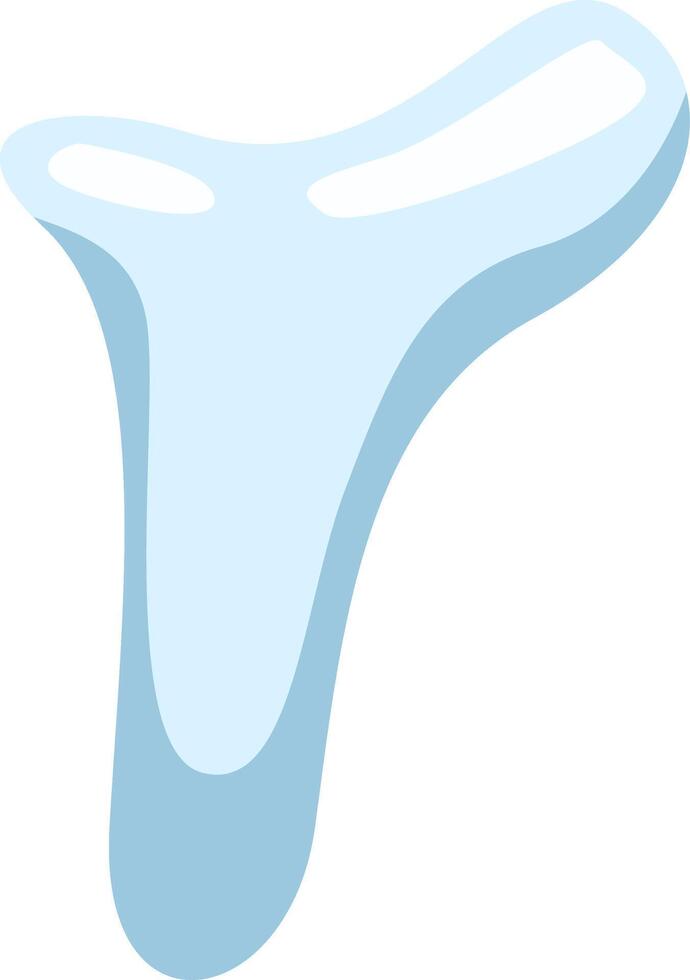 Light blue slime dripping down, viewed from the side, creating the shape of the letter r against a white background, in a simple and minimalist style vector