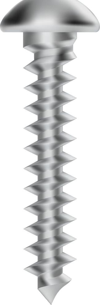 Realistic metallic screw with helical thread rotating on transparent background, creating a visually appealing representation of industrial fastening vector