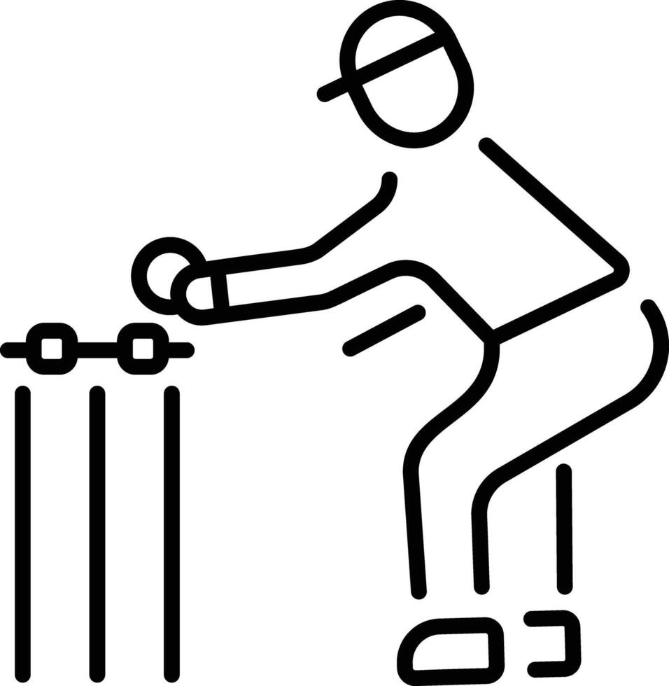 A line style icon representing a wicket keeper pose vector