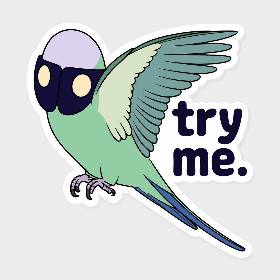 Funny parrot with try me message isolated on white background, perfect for stickers, tshirts, and other merchandise, add a touch of humor to your designs vector
