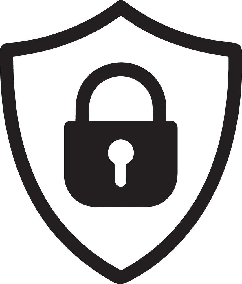 Shield with a lock icon symbolizing security and protection vector