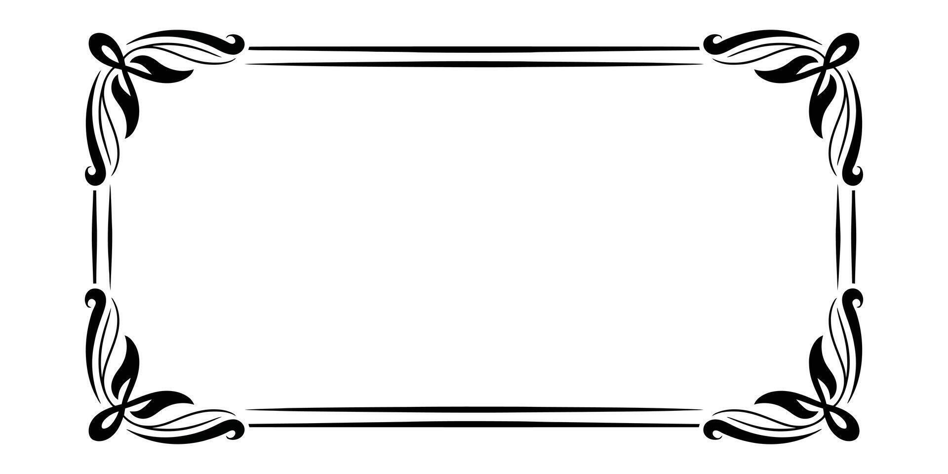 Black and White Flourish Frame Border Classic Decorative Design Element for Invitations, Certificates, and Elegant Presentations vector